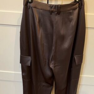 Babaton Dark Brown Satin Cargo Pants